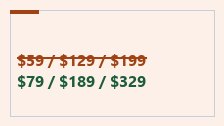 Cover graphic: three prices reported by third parties, 59, 129 and 199 US dollars, above the vendor's own published 79, 189 and 329.